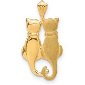 Charm Pendant 14K Yellow Gold 24 mm 12 Satin & Polished Cats
