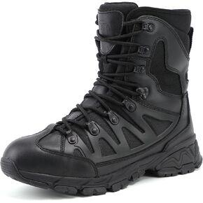 8" Waterproof Men's Military Tactical Work Boots, Hiking Motorcycle Combat Slip/Oil Resistant Boots with YKK Side Zipper