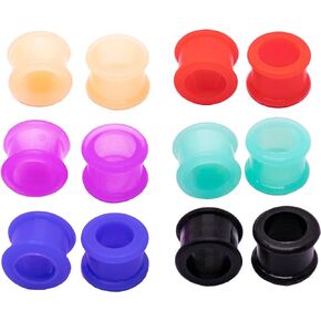 12Pieces Solid Color Silicone Ear Gauges Ear Tunnels Silicone Ear Plugs Ear Tunnels for Women and Men