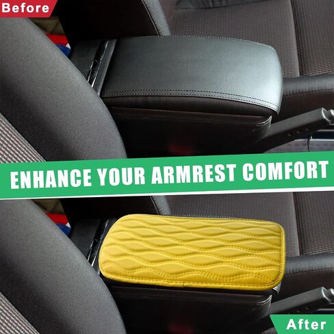 Car Center Console Pad, Waterproof Auto Armrest Seat Box Cover, PU Leather Arm Rest Protector Cushion Pad, Universal Vehicle Interior Protection Accessories for Car SUV (Black) in Saudi Arabia