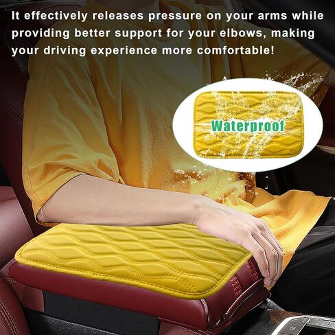 Car Center Console Pad, Waterproof Auto Armrest Seat Box Cover, PU Leather Arm Rest Protector Cushion Pad, Universal Vehicle Interior Protection Accessories for Car SUV (Black) in Saudi Arabia