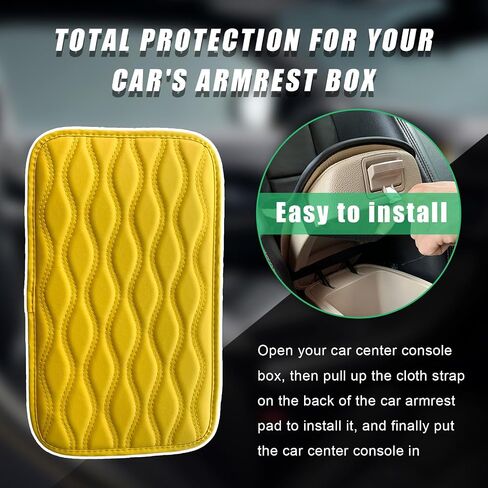 Car Center Console Pad, Waterproof Auto Armrest Seat Box Cover, PU Leather Arm Rest Protector Cushion Pad, Universal Vehicle Interior Protection Accessories for Car SUV (Black) in Saudi Arabia