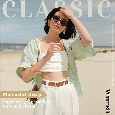 أحزمة جلدية نسائية من VONMELLI مكونة من 3 قطع لفساتين الجينز وحزام خصر للسيدات مع إبزيم ذهبي أنيق in Kuwait