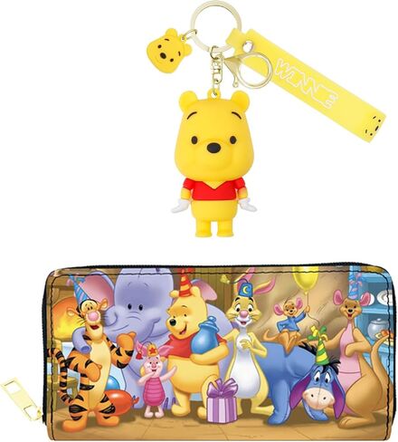 محفظة جلد بوه الخنزير الصغير من كارتون مع سلسلة مفاتيح بوه الدب النمر محفظة النقود المعدنية للنساء والفتيات (WA-Weini 2403) in Kuwait