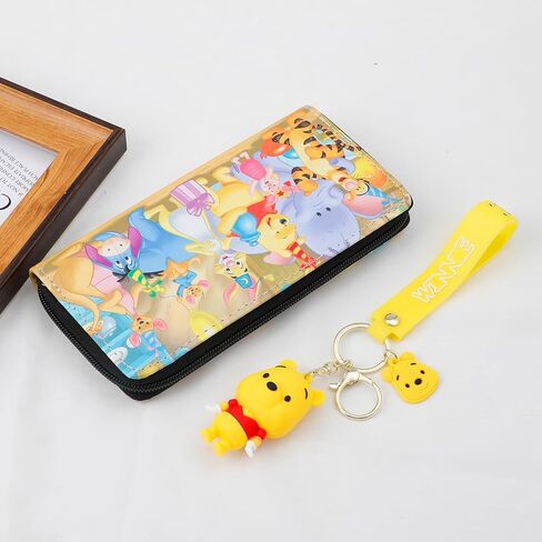 محفظة جلد بوه الخنزير الصغير من كارتون مع سلسلة مفاتيح بوه الدب النمر محفظة النقود المعدنية للنساء والفتيات (WA-Weini 2403) in Kuwait