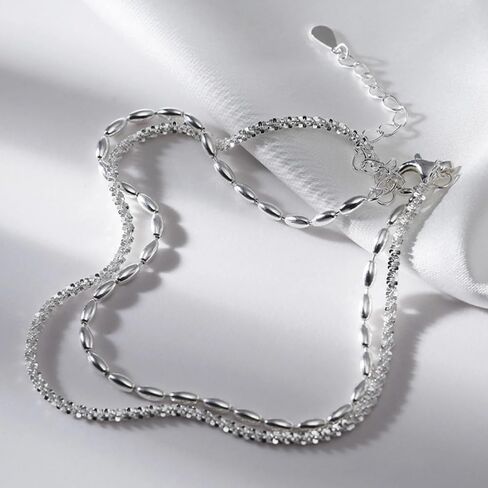 Ankle Bracelets for Women Heart Anklet Bracelets Layered Sterling Silver Shining Tennis Anklet Link with Cubic Zirconia Summer Beach Foot Chain for Women Girls Trendy Jewelry Gifts Graduation and Mother's Day Gifts in Kuwait