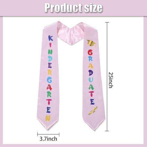2024 Kids Children's Preschool Graduation Stole Sash,Unisex Colorful Printed Satin for Boys Girls Kindergarten Events Graduation Ceremony Party Favor Gift Photo Props School Class Decor Celebrations in Saudi Arabia