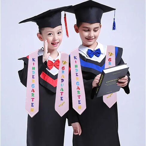 2024 Kids Children's Preschool Graduation Stole Sash,Unisex Colorful Printed Satin for Boys Girls Kindergarten Events Graduation Ceremony Party Favor Gift Photo Props School Class Decor Celebrations in Saudi Arabia