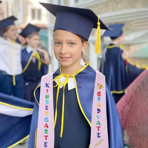 2024 Kids Children's Preschool Graduation Stole Sash,Unisex Colorful Printed Satin for Boys Girls Kindergarten Events Graduation Ceremony Party Favor Gift Photo Props School Class Decor Celebrations in Saudi Arabia