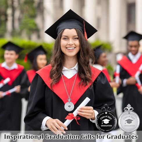 قطعتين من ساعة جيب هدية التخرج فئة 2024 هدية تخرج منقوشة مع صندوق تخزين وسلسلة للتخرج من المدرسة الثانوية in Saudi Arabia