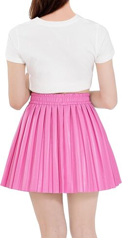 تنورة KEREDA للفتيات من جلد البولي يوريثان الصناعي للأطفال الصغار تنورة مطوية للفتيات من سن 4 إلى 14 سنة in Kuwait