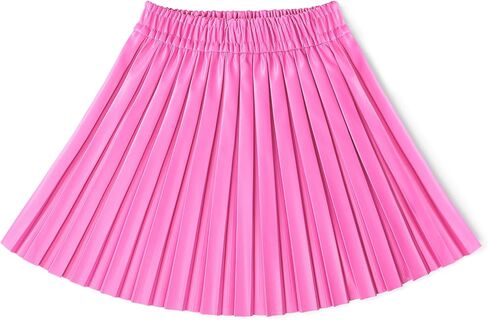 تنورة KEREDA للفتيات من جلد البولي يوريثان الصناعي للأطفال الصغار تنورة مطوية للفتيات من سن 4 إلى 14 سنة in Kuwait