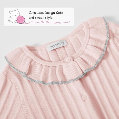 Girls Cardigan Sweet Ruffle Collar Sweater Button Long Sleeve Knit Tops for Girls Outfits in Kuwait