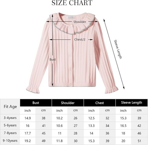 Girls Cardigan Sweet Ruffle Collar Sweater Button Long Sleeve Knit Tops for Girls Outfits in Kuwait