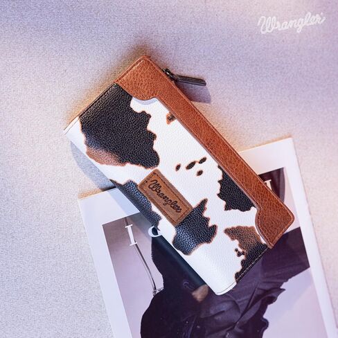 Wrangler Cow Print Tote Handbag and Bifold Credit Card Wallet Set in Kuwait