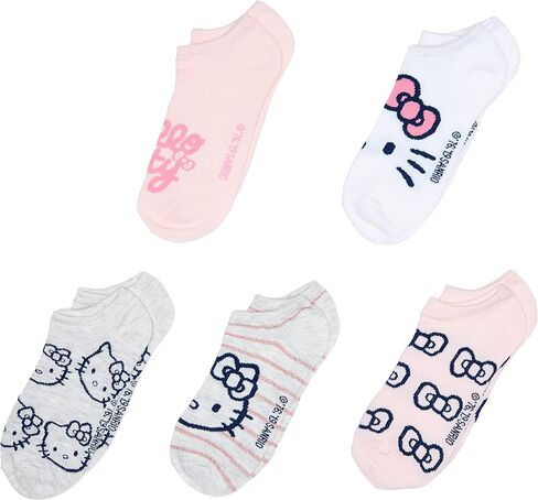 Hello Kitty girls Hello Kitty 5 Pack No Show Casual Sock, Assorted Pastel, Shoe Size 3-8 US in Saudi Arabia