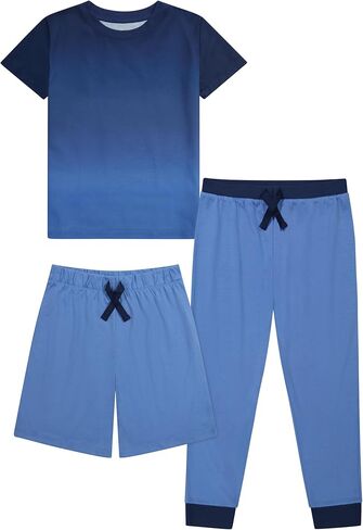 طقم بيجامة للأولاد من US Angels مكون من 3 قطع، طقم بيجامة للأولاد الكبار، بنطلون بيجامة للأولاد، شورت بيجاما، مقاس 8، مقاس 10-12، مقاس 14-16 in Kuwait