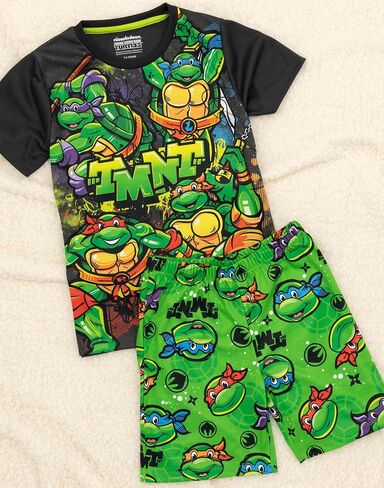 Teenage Mutant Ninja Turtles Boys Pyjama Set | Kids Black & Green T-Shirt & Shorts Nightwear Pajamas | TMNT Sleepwear PJs in Saudi Arabia