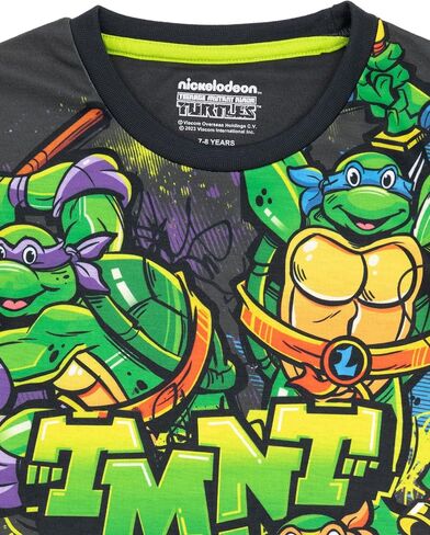 Teenage Mutant Ninja Turtles Boys Pyjama Set | Kids Black & Green T-Shirt & Shorts Nightwear Pajamas | TMNT Sleepwear PJs in Saudi Arabia