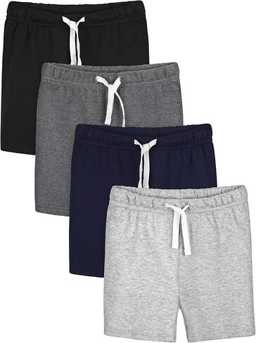 ريسينتا 4 قطع من السراويل القطنية للأولاد الصغار، سراويل قصيرة للأولاد الصغار، شورتات صيفية كاجوال للركض in Kuwait
