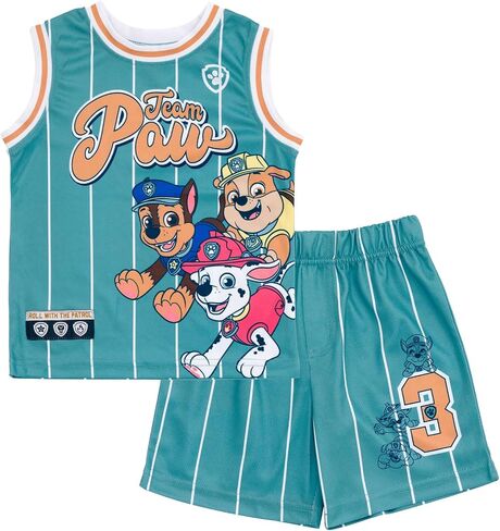 مجموعة ملابس رياضية من Paw Patrol Chase Marshall Rubble Mesh Jersey Tank Top وشورت كرة السلة للأطفال الصغار إلى الأطفال الصغار in Kuwait