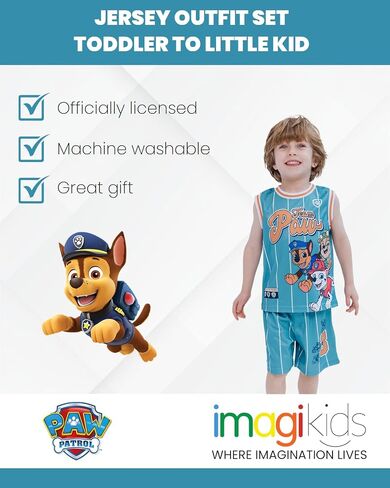 مجموعة ملابس رياضية من Paw Patrol Chase Marshall Rubble Mesh Jersey Tank Top وشورت كرة السلة للأطفال الصغار إلى الأطفال الصغار in Kuwait