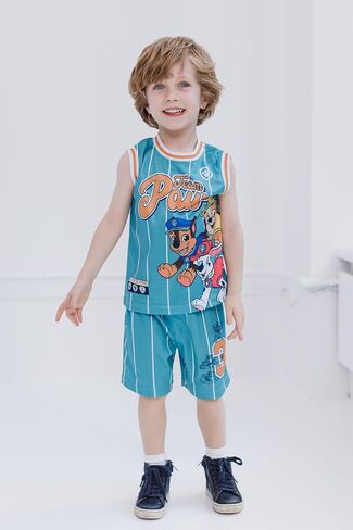 مجموعة ملابس رياضية من Paw Patrol Chase Marshall Rubble Mesh Jersey Tank Top وشورت كرة السلة للأطفال الصغار إلى الأطفال الصغار in Kuwait