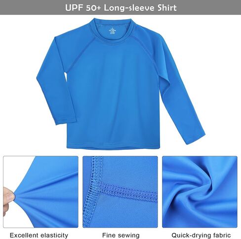 Cooraby 3 Pack Boys Swim Shirt UPF 50+ Long-Sleeve Rashguards Sun Protective Quick Dry Outdoor Shirt in Kuwait