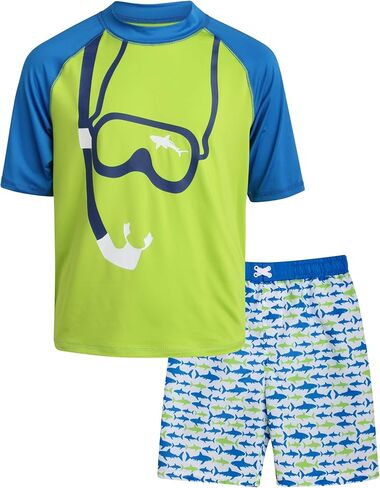 مجموعة الحماية من الطفح الجلدي للأولاد من iXtreme - قطعتان من قميص السباحة بعامل حماية من الأشعة فوق البنفسجية 50+ سريع الجفاف وبدلة استحمام (12M-18) in Kuwait