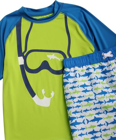 مجموعة الحماية من الطفح الجلدي للأولاد من iXtreme - قطعتان من قميص السباحة بعامل حماية من الأشعة فوق البنفسجية 50+ سريع الجفاف وبدلة استحمام (12M-18) in Kuwait