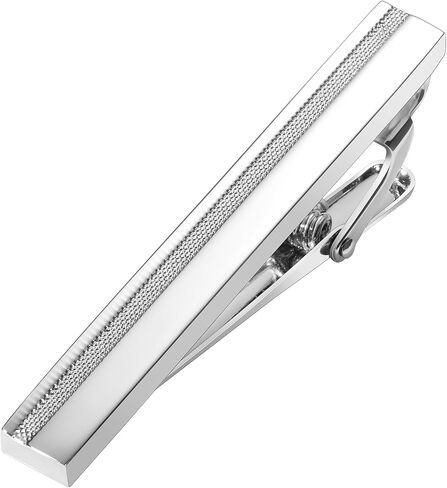Tie Clip for Men Silver, 2 Inch Tie Bar Tie Pins and Clips for Skinny Tie, Unique Men Tie Clip Tie Clasp Silver Suitable for Father's Day Gift, Wedding Anniversary, Business Professional in Saudi Arabia