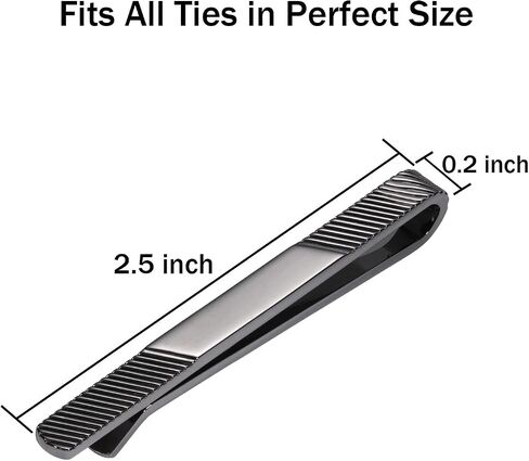 Tie Clip for Men Black, 2.5 Inch Tie Bar and Tie Pin Clip for Skinny Ties, Unique Mens Tie Clip Tie Clasp Black Suitable for Wedding Anniversary Business Professional and Best Gifts in Saudi Arabia