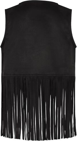 Noomelfish Kids Suede Fringe Vest Girls Sleeveless Hippie Tassels Jacket Cardigan (5-12 Years) in Kuwait