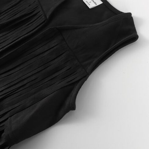 Noomelfish Kids Suede Fringe Vest Girls Sleeveless Hippie Tassels Jacket Cardigan (5-12 Years) in Kuwait