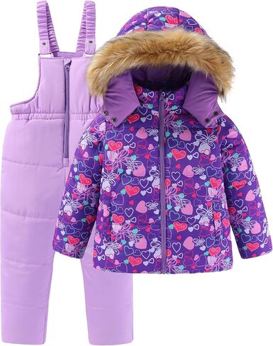 Girls 2 Piece Snowsuit Warm Padded Ski Jacket and Bib Pants Outfit Set in Saudi Arabia