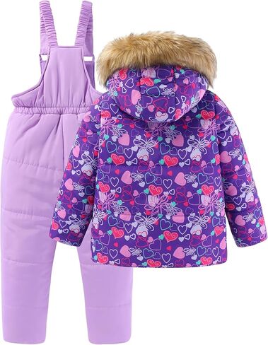 Girls 2 Piece Snowsuit Warm Padded Ski Jacket and Bib Pants Outfit Set in Saudi Arabia