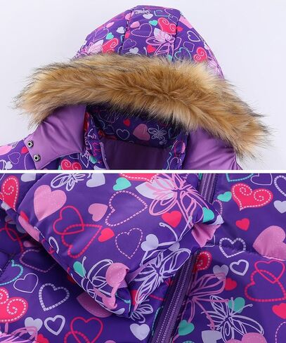 Girls 2 Piece Snowsuit Warm Padded Ski Jacket and Bib Pants Outfit Set in Saudi Arabia