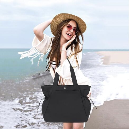 BTOOP Tote Bag for Women Foldable Beach Gym Bags Side-Cinch Lightweight Shopper Shoulder Bag for Travel, Work, College, Nurse in Saudi Arabia