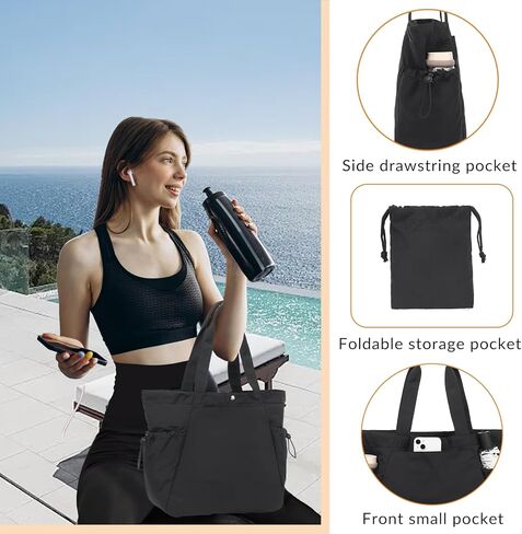 BTOOP Tote Bag for Women Foldable Beach Gym Bags Side-Cinch Lightweight Shopper Shoulder Bag for Travel, Work, College, Nurse in Saudi Arabia
