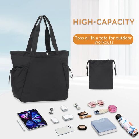 BTOOP Tote Bag for Women Foldable Beach Gym Bags Side-Cinch Lightweight Shopper Shoulder Bag for Travel, Work, College, Nurse in Saudi Arabia