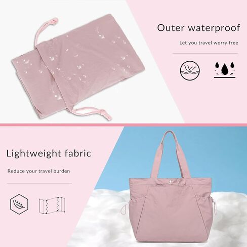 BTOOP Tote Bag for Women Foldable Beach Gym Bags Side-Cinch Lightweight Shopper Shoulder Bag for Travel, Work, College, Nurse in Saudi Arabia