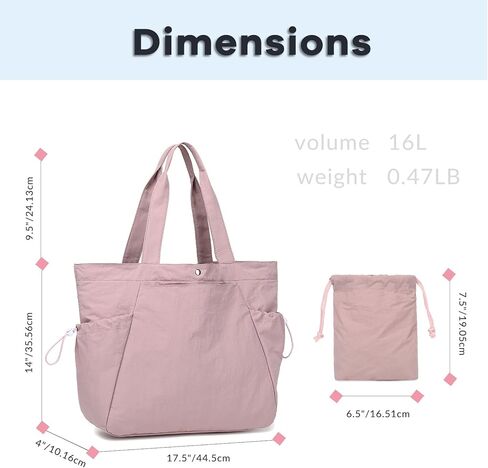 BTOOP Tote Bag for Women Foldable Beach Gym Bags Side-Cinch Lightweight Shopper Shoulder Bag for Travel, Work, College, Nurse in Saudi Arabia