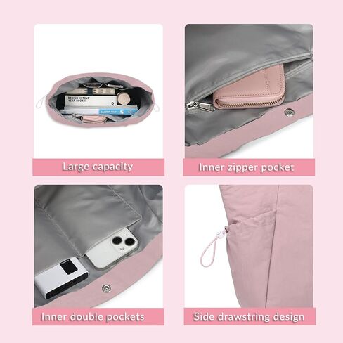 BTOOP Tote Bag for Women Foldable Beach Gym Bags Side-Cinch Lightweight Shopper Shoulder Bag for Travel, Work, College, Nurse in Saudi Arabia