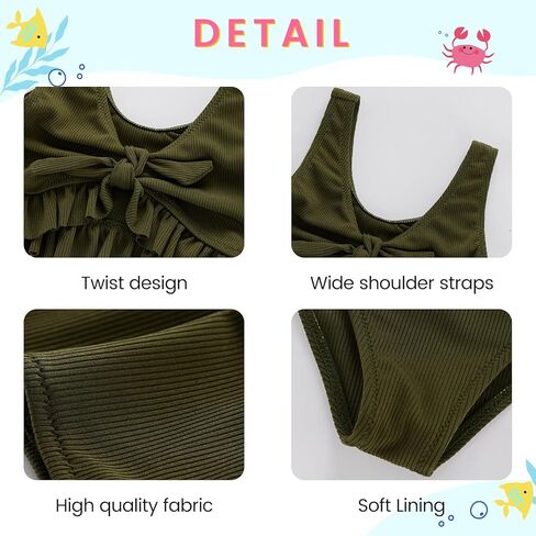 ملابس سباحة بكيني للفتيات من SYNPOS بدلة استحمام للفتيات الصغيرات ملابس سباحة للشاطئ مكونة من قطعتين in Kuwait