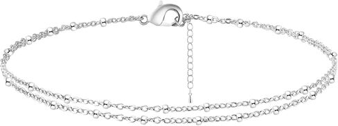 MIDEEO Gold/Sliver Ankle Bracelets for Women,14K Gold Anklets for Women Waterproof Cuban Link Heart Beads Herringbone Rhinestone Anklets Set Layered Anklet Bracelets for Women Gold Jewelry Gift in Kuwait