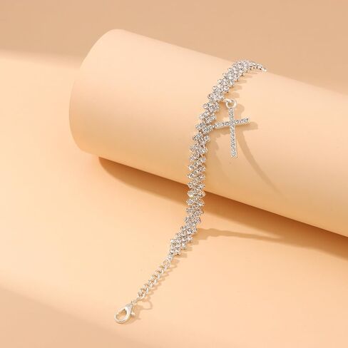 الفضة حجر الراين خلخال أساور للنساء قابل للتعديل الخلخال التنس للماء لذيذ الطبقات القلب الخلخال سحر الصيف الشاطئ مجوهرات للقدم in Kuwait