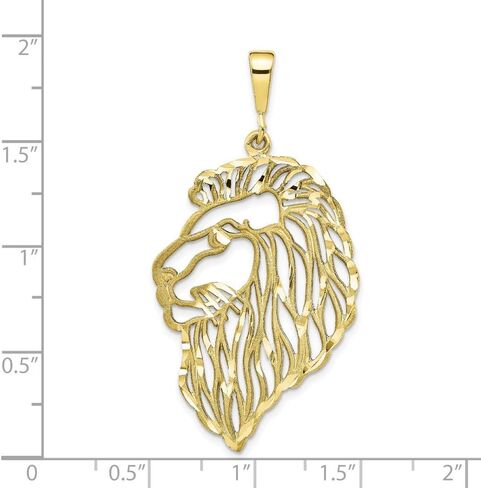 10k Yellow Gold Solid Diamond-cut Lions Head Charm Pendant - 45mm x 26mm in Saudi Arabia