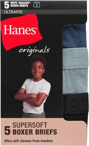 ملابس داخلية للأولاد من Hanes Originals SuperSoft، فسكوز للأولاد من ملابس الخيزران الداخلية، 5 قطع in Kuwait