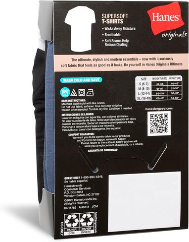 Hanes Boy's Originals T-Shirt Pack, Supersoft Undershirts for Boys, Moisture-Wicking, 3-Pack in Saudi Arabia