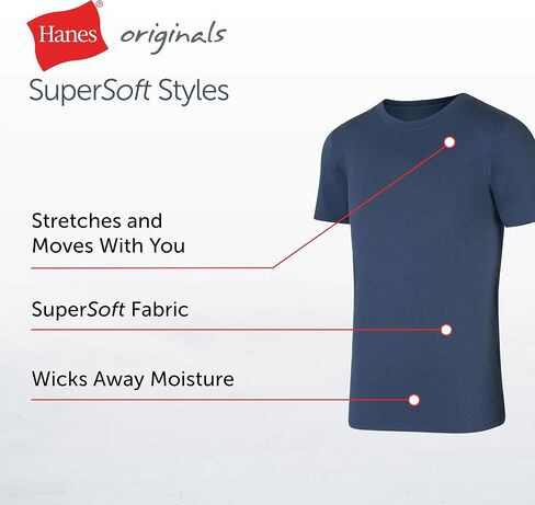 Hanes Boy's Originals T-Shirt Pack, Supersoft Undershirts for Boys, Moisture-Wicking, 3-Pack in Saudi Arabia